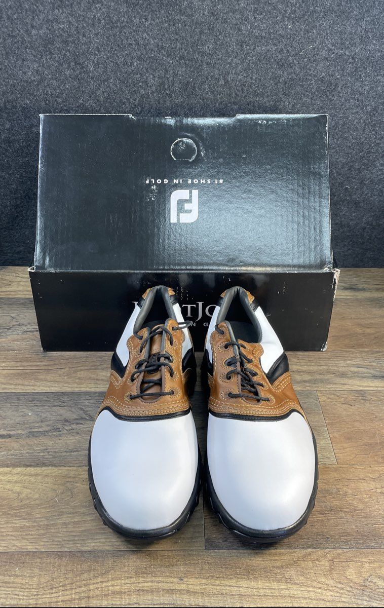 FootJoy Contour Series Black White Brown Leather Golf Shoes Mens Size Unknown