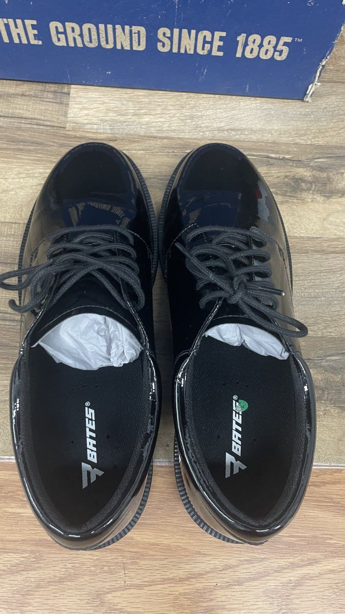Bates High Gloss Duty Oxford Black Uniform Shoes New In Box Size 10.5