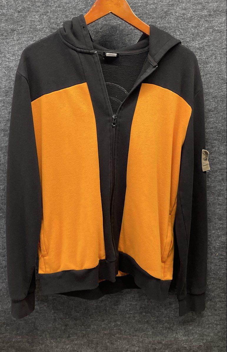 Naruto Shippuden Men's Black Orange Zip Hoodie Uzumaki Cosplay Shonen Jump Sz M