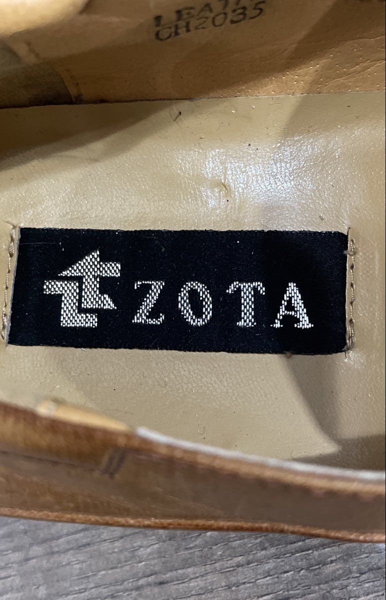 Zota CH2035 Tan Leather Square Toe Slip-On Dress Shoes Loafers Men's Size 10.5