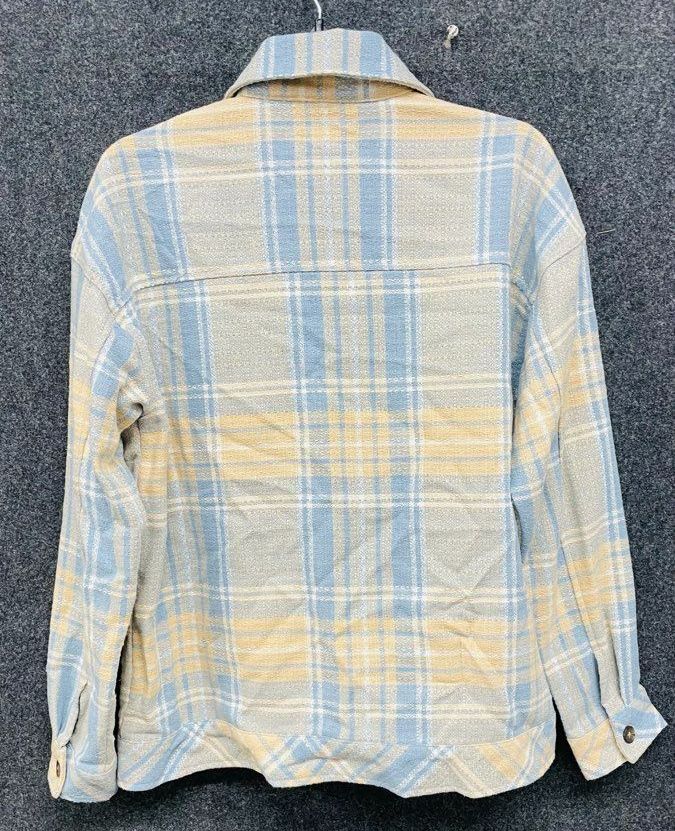 Boston Traders Women's Shirt Jacket Blue Yellow Plaid Wool Blend Size M