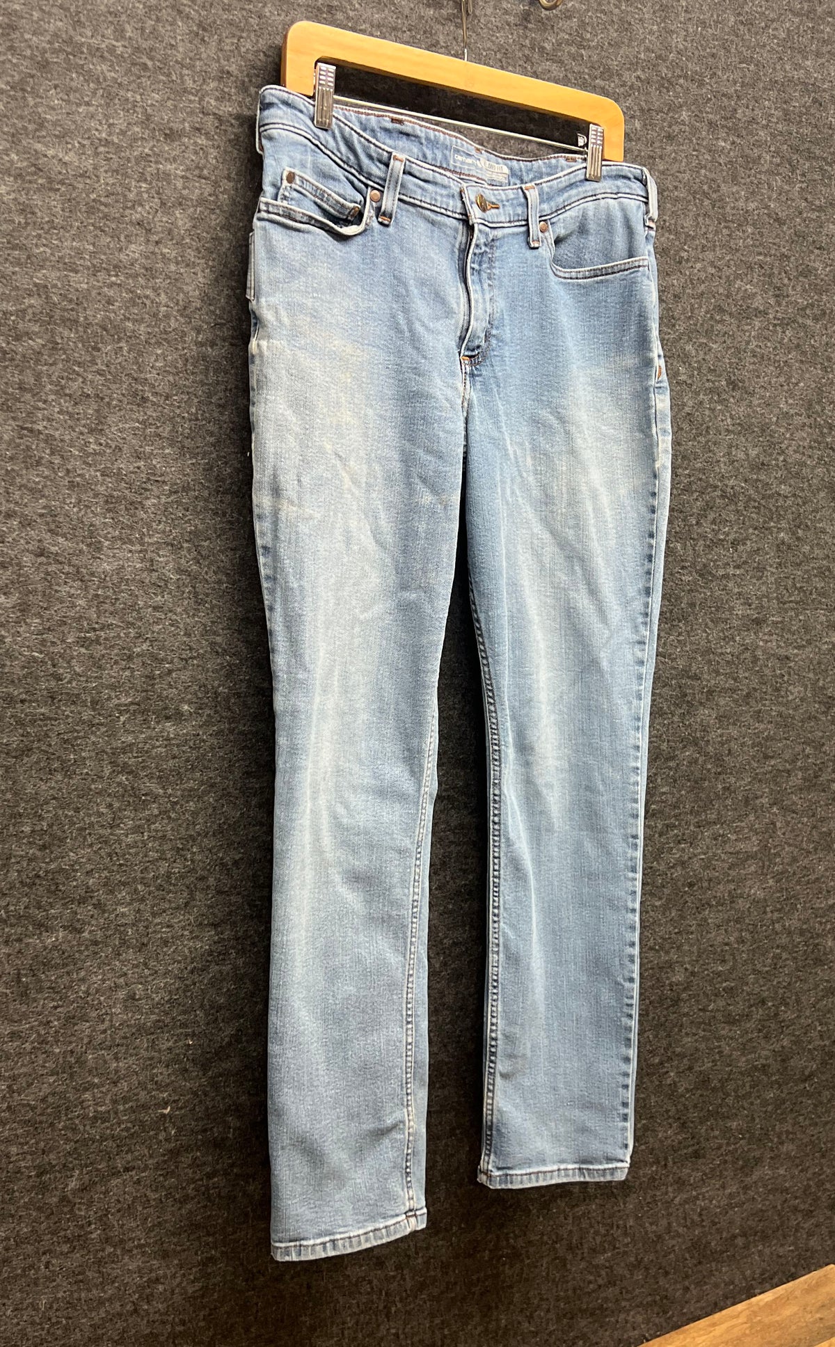 Carhartt Women's Relaxed Fit Light Wash Blue Denim 5-Pocket Jeans Sz 12