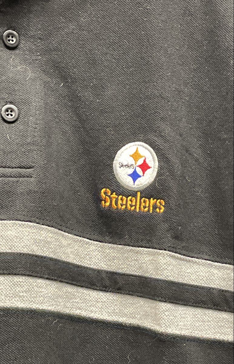 Vintage NFL Men's Pittsburgh Steelers Black Chest Stripe Polo Shirt NWT Sz M