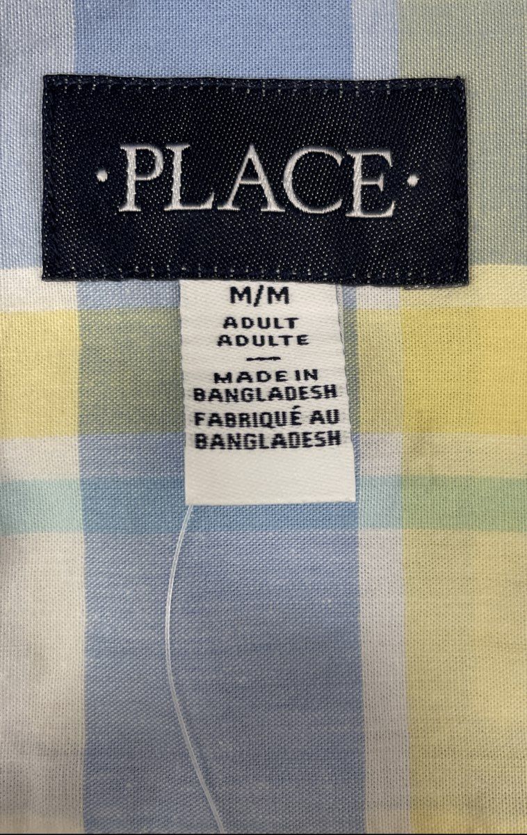 PLACE Men's Long Sleeve Button-Down Shirt Blue Yellow White Plaid NWT Sz M
