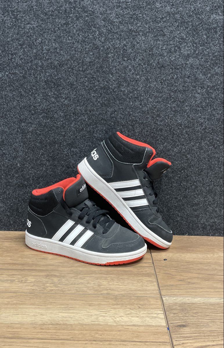 adidas Hoops 2.0 Mid Black White Red High Top Sneakers Size 3