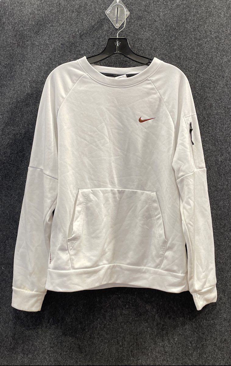 Nike Men's White Therma-FIT Pullover Sweatshirt Raglan Sleeve Sz M