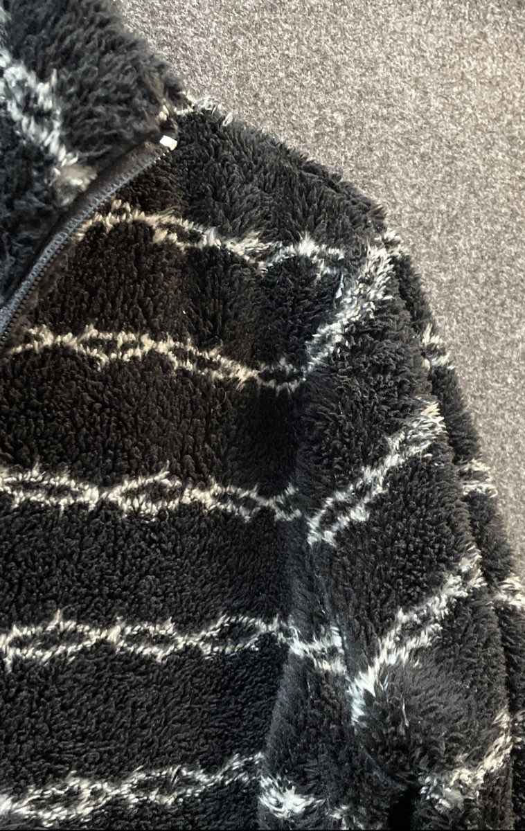 Lurking Class Men's Black White Barbed Wire 1/4 Zip Sherpa Fleece Jacket Sz S