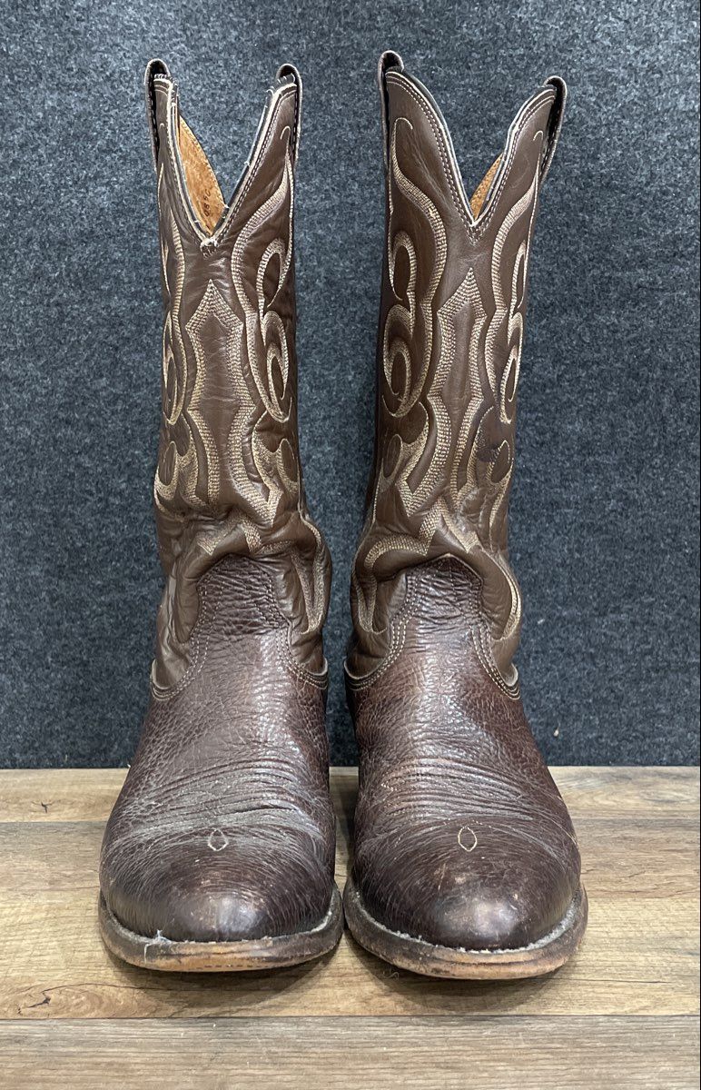 Nocona Brown Leather Western Cowboy Boots Pointed Toe Size 8C