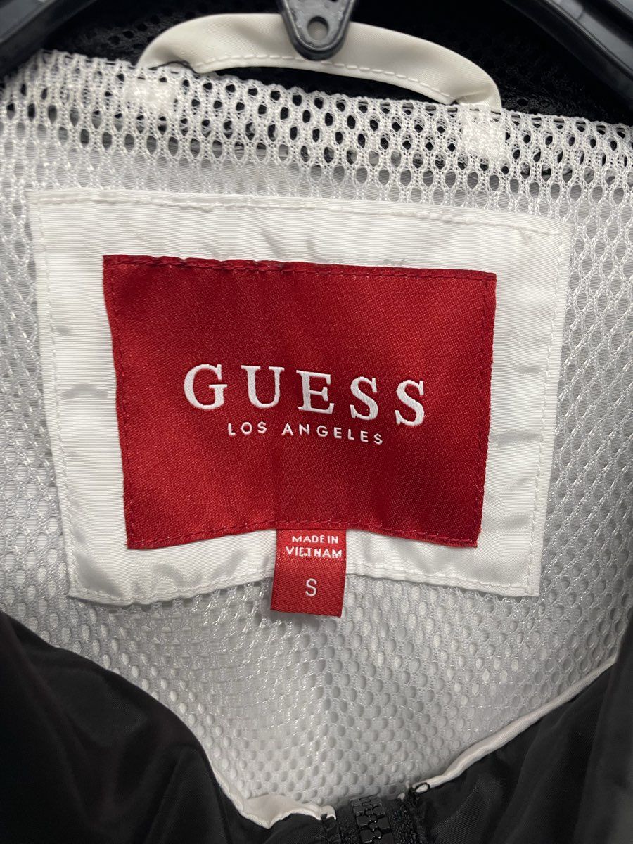 Guess Men's Windbreaker Jacket Red Black White Colorblock Logo Tape Hooded Sz S