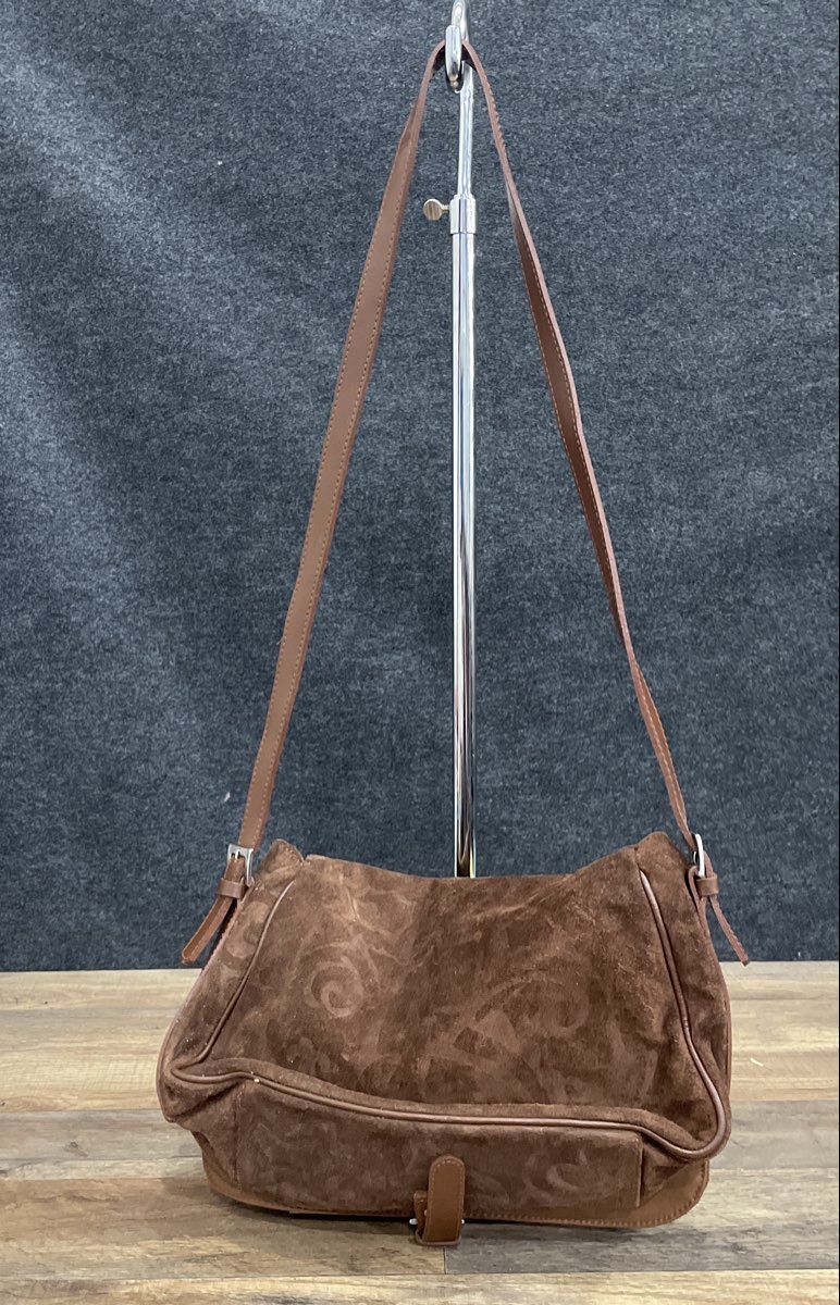 Vintage Michael Rome Brown Suede Leather Shoulder Bag Made In Italy