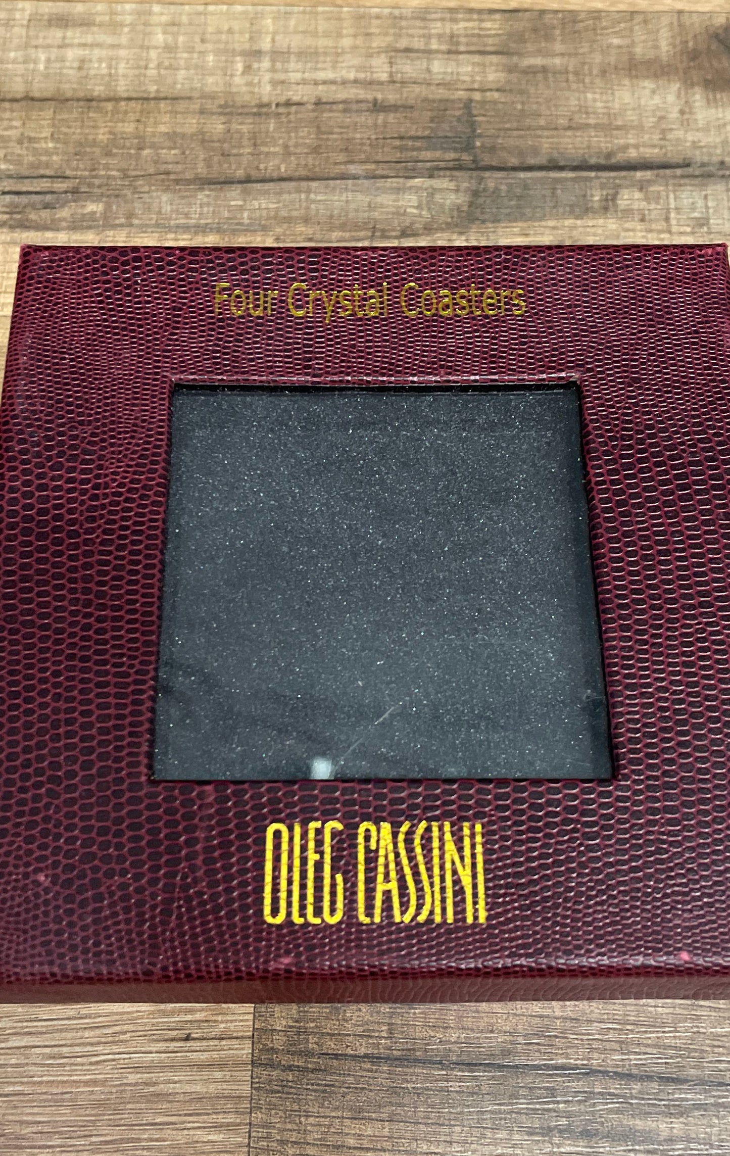 Set of 4 Oleg Cassini Crystal Square Coasters [IOB]