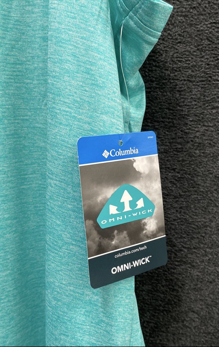 Columbia Women's Aqua Heather Omni-Wick Pleated Back Tank Top Sz 1X NWT