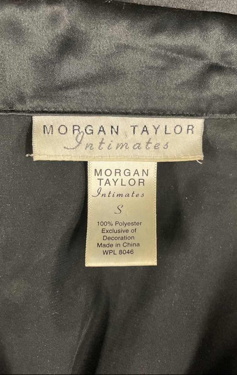 Morgan Taylor Intimates Women's Black Satin Pajama Top Button Front Pocket Sz S