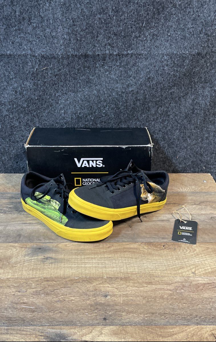 Vans National Geographic Old Skool Animal Prints Black Yellow Men 6 Wmn 7.5 DS