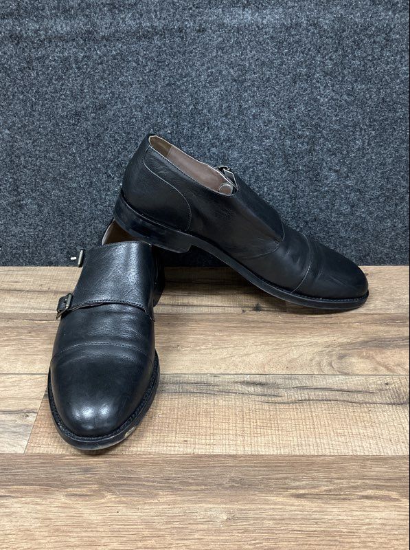 Banana Republic Black Leather Double Monk Strap Cap Toe Dress Shoes Size 9M