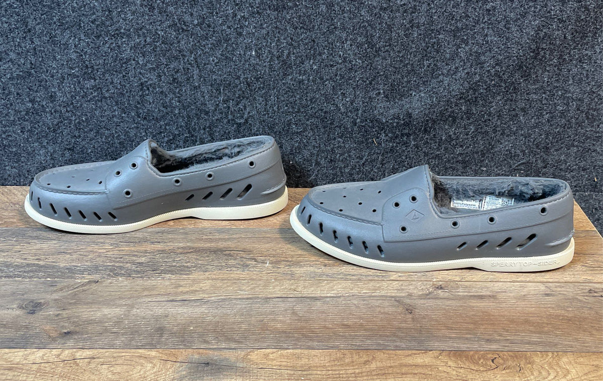 Sperry Authentic Original Float Faux Fur Lined Grey Boat Shoes Men's Size 12