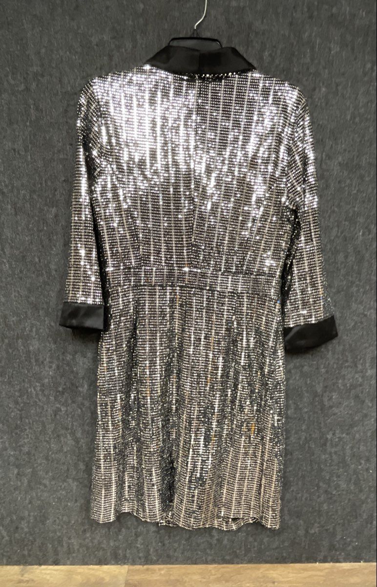 INC International Concepts Women's Silver Sequined Blazer Wrap Dress Size Medium