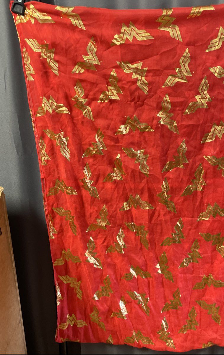 Bioworld Women's Wonder Woman Red Gold Metallic Logo Sheer Scarf OSFM