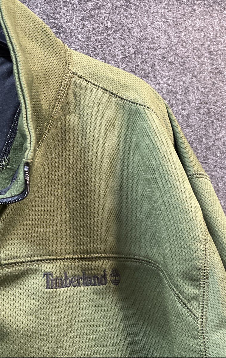 Timberland Men's 1/4 Zip Pullover Green Textured Fleece Sweater Sz 2XL