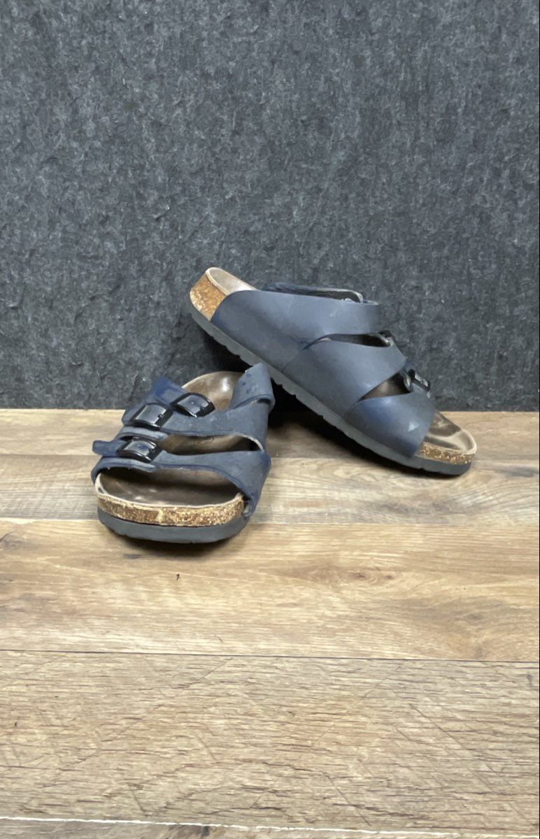 Birkenstock Florida Navy Blue Three Strap Slide Sandals Women's 8 Men's 6 EU 39