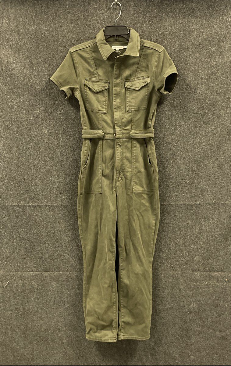 Good American Women's Olive Green Short Sleeve Utility Jumpsuit Boilersuit Sz 2