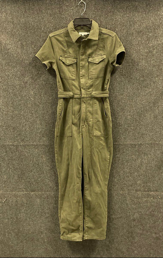 Good American Women's Olive Green Short Sleeve Utility Jumpsuit Boilersuit Sz 2