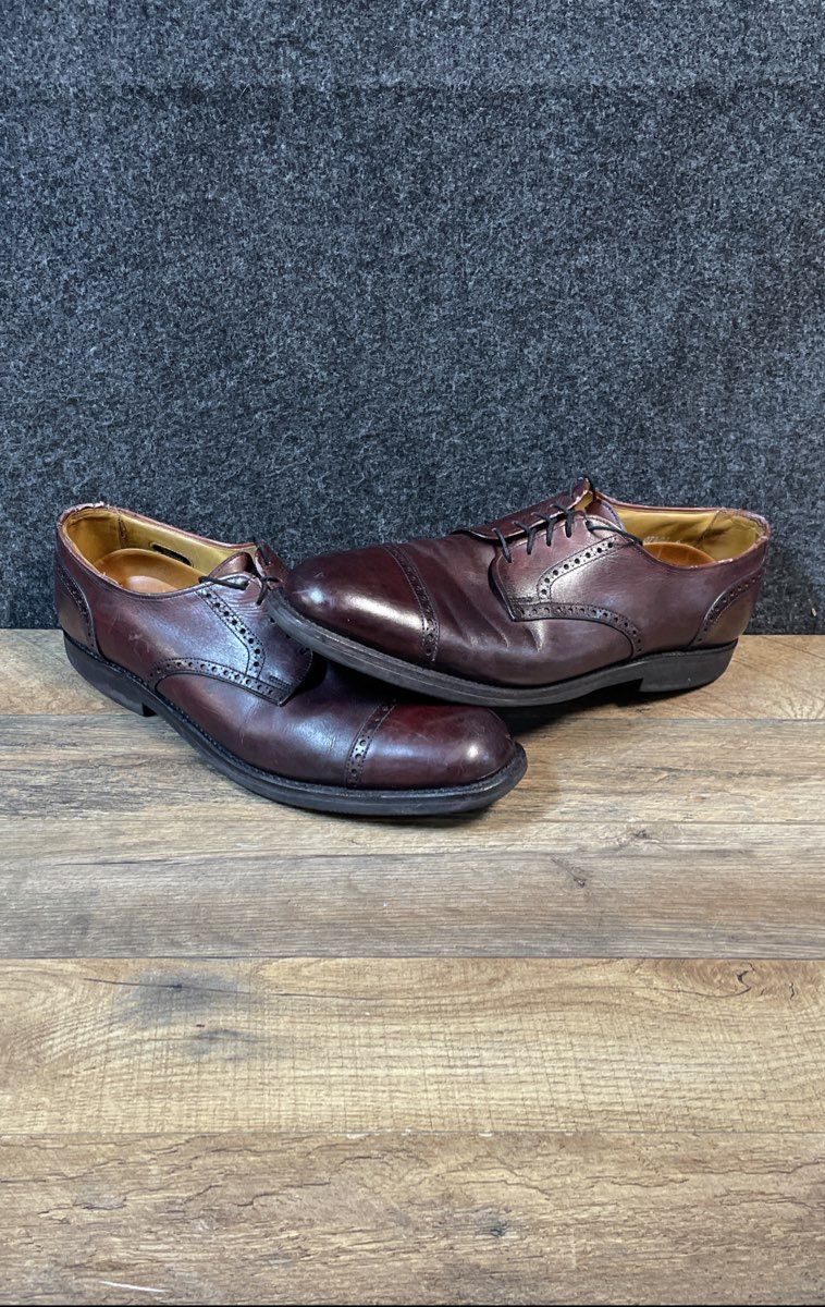 Allen Edmonds San Marco Burgundy Leather Cap Toe Derby Shoes Size 13 AA
