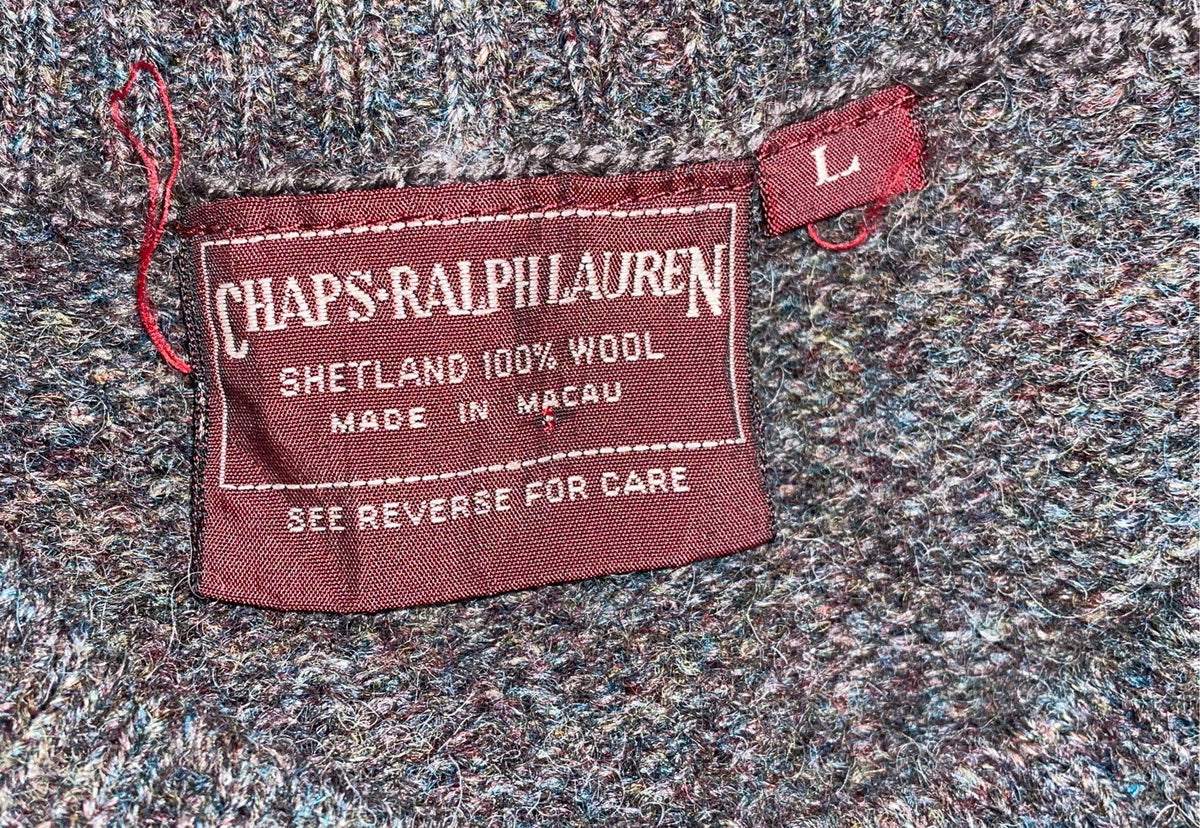 Vintage 90s Chaps Ralph Lauren Men's Brown Shetland Wool Argyle Sweater Sz L