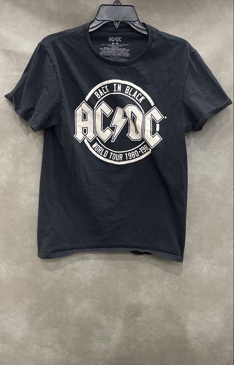 AC/DC Back In Black World Tour 1980-1981 T-Shirt Reprint Epic Rights Sz M