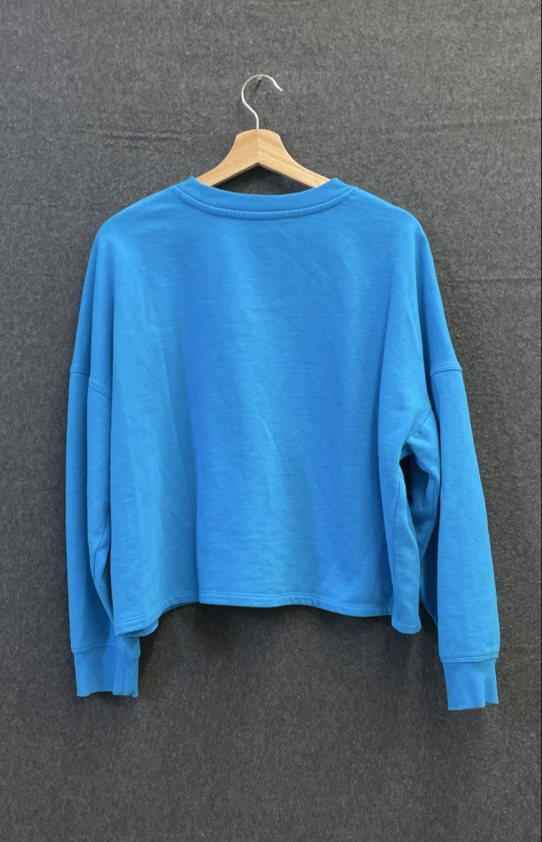 Calvin Klein Performance Women's Blue Cropped Pullover Textured Logo Sweatshirt
