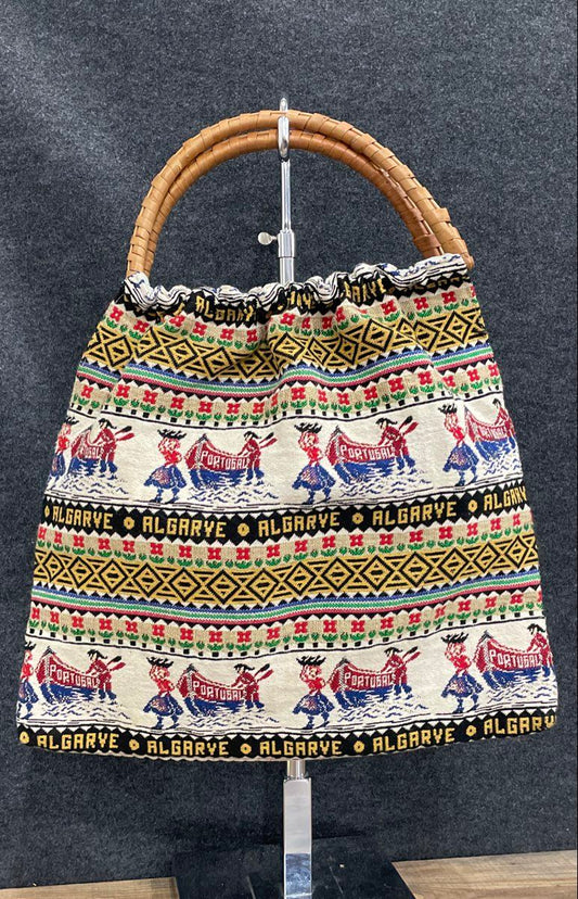 Vintage Unbranded Multi-Color Woven Tapestry Tote Bag Algarve Portugal