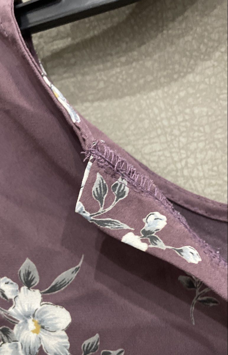 Papermoon Women's Purple Floral Split Neck Cap Sleeve Blouse Top Sz SP