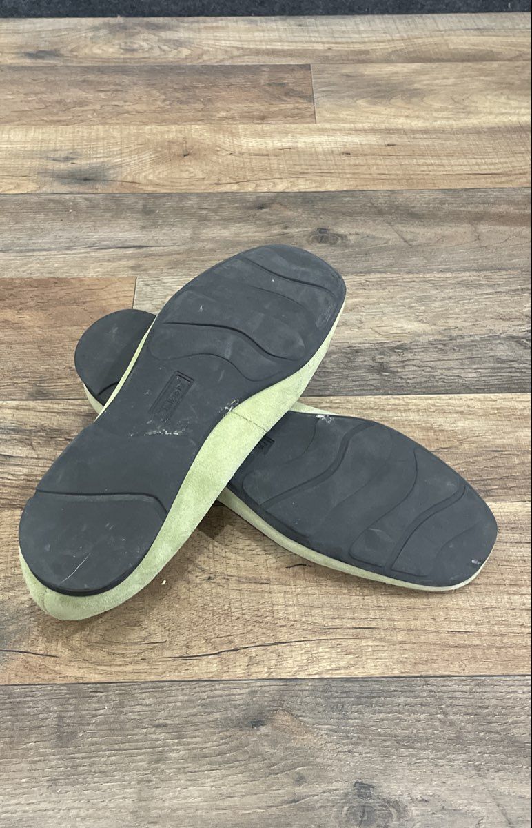 Talbots Green Suede Buckle Accent Square Toe Flat Loafers Women's Size 6B