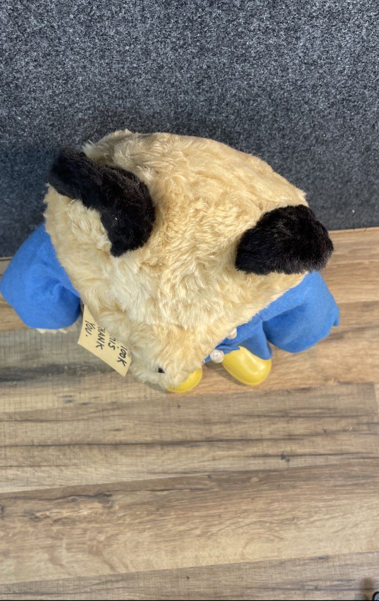Vintage 1975 Eden Toys Paddington Bear Plush Duffle Coat Yellow Boots w/ Tag