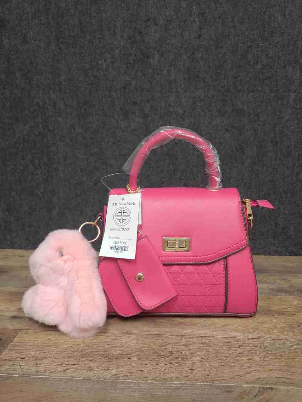 AR New York Rose Pink Modern Quilted 2-in-1 Satchel Crossbody Bag NWT