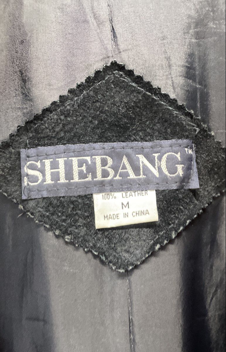 Vintage 90s Shebang Women's Black Suede Leather Hooded Parka Jacket Sz M