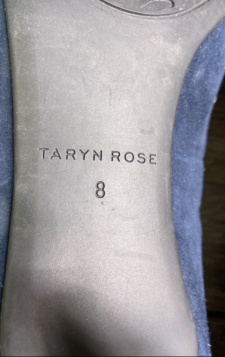 Taryn Rose Navy Blue Suede Pointed Toe Stiletto Pump Heels Women's Size 8