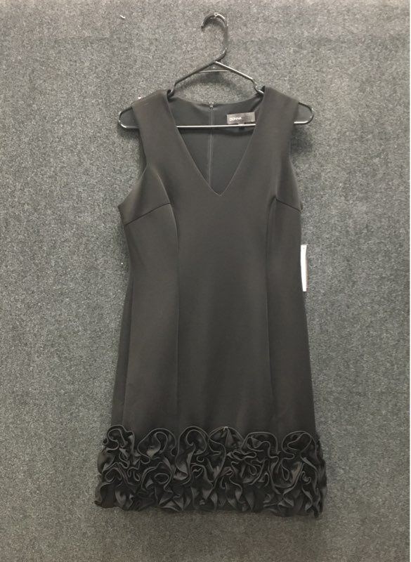 Donna Ricco Women's Black V-Neck Ruffle Rosette Dress DR50413 NWT Sz 6