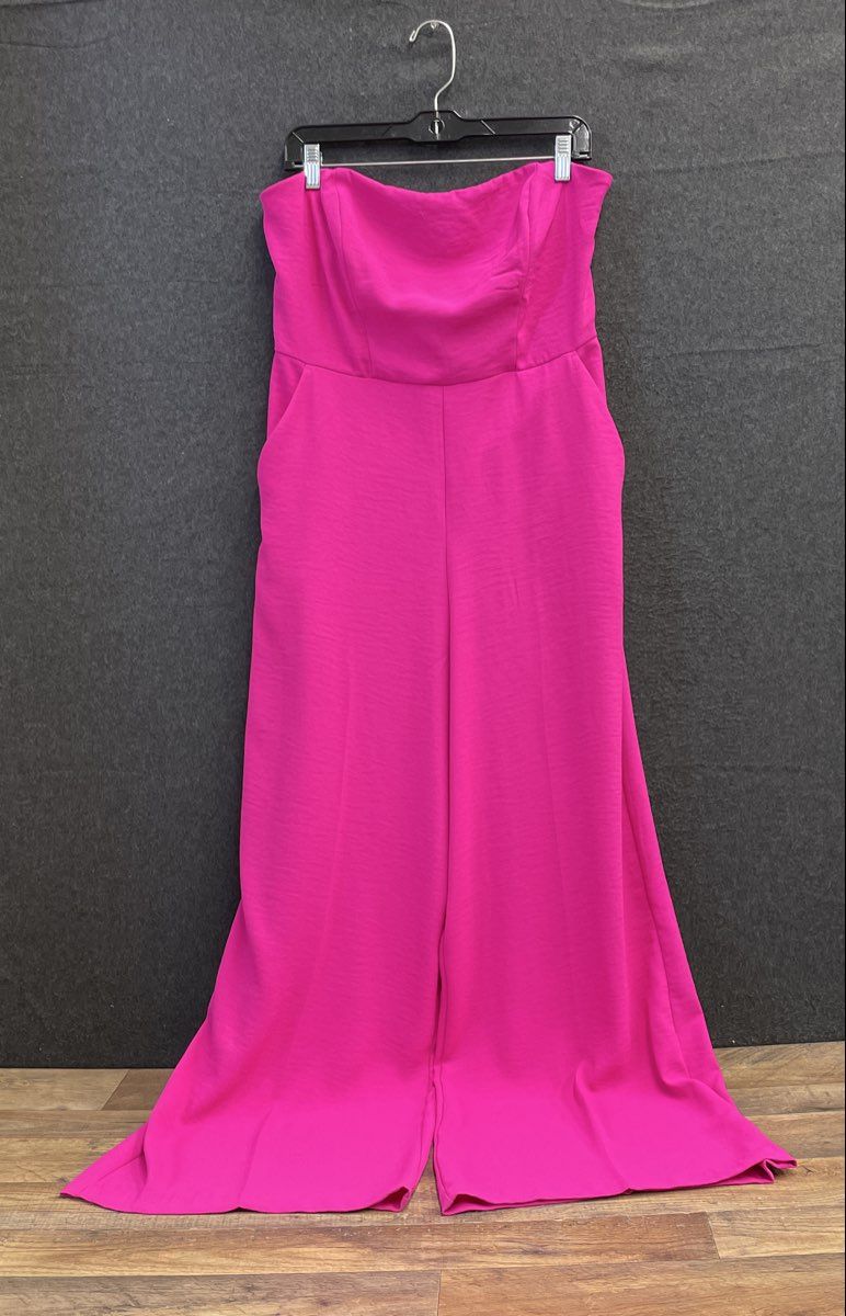 Express Women's Fuchsia Pink Strapless Wide Leg Jumpsuit NWT Sz L