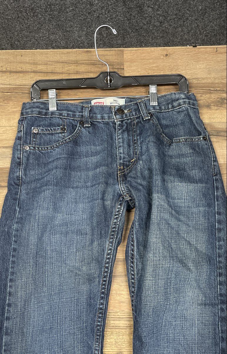 Levi's Boys 505 Regular Fit Jeans Blue Cotton Straight Leg Sz 10 Husky 30x26