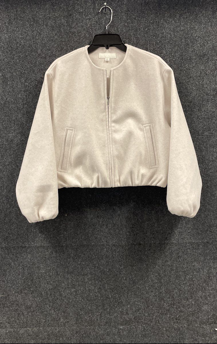 Zara Women's Cream Cropped Bomber Jacket Soft Brushed Zip Up Sz S