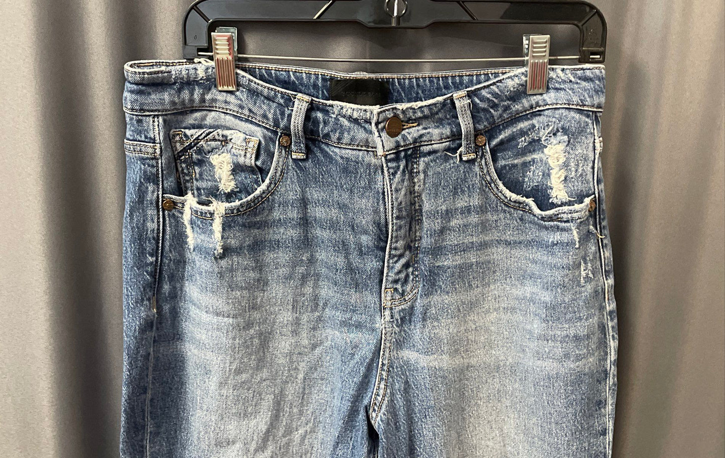 Buckle Black Women's Blue Distressed High Rise Tapered Mom Jeans Size 30