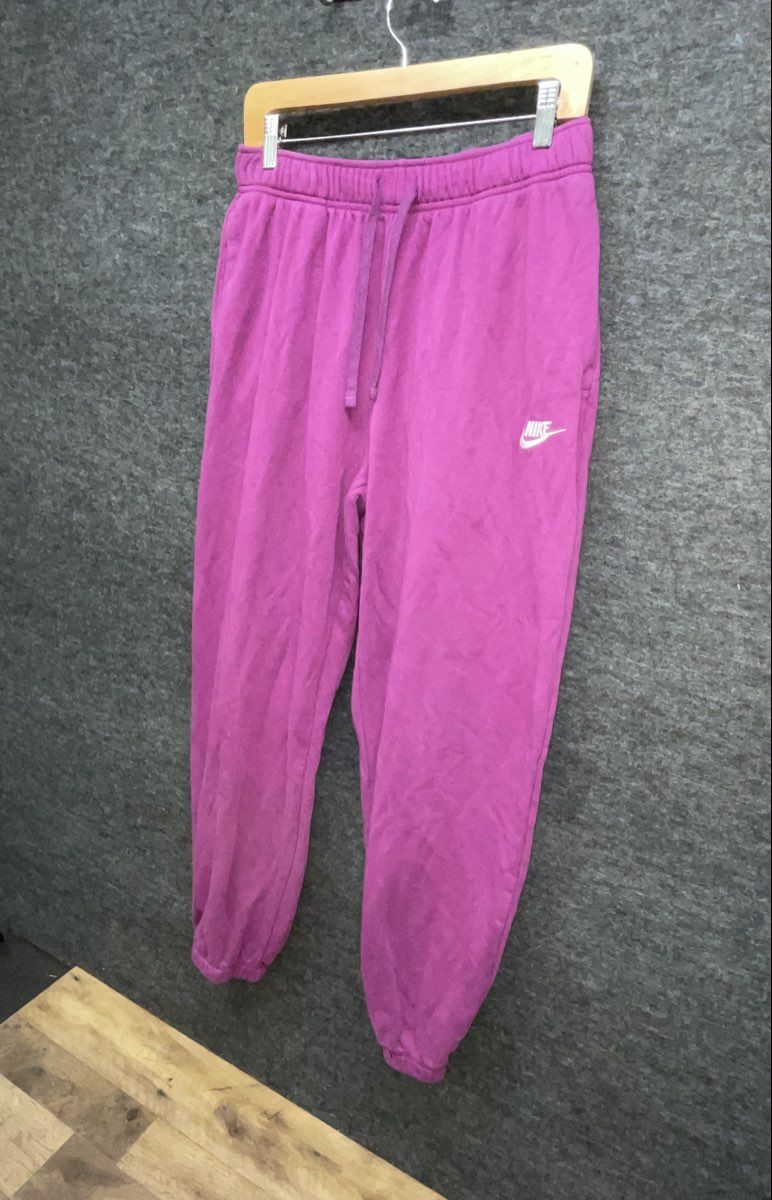 Nike Women's Club Fleece Joggers Purple Magenta Embroidered Sweatpants Sz M