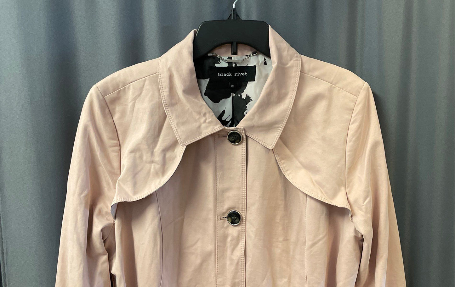 Black Rivet Women's Pink Belted Trench Coat Storm Flap Button Front NWT Sz XL