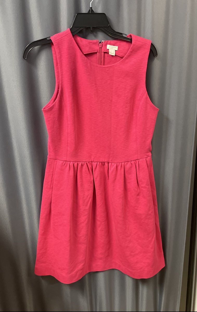 J. Crew Women's Pink Sleeveless Fit & Flare Textured Cotton Pique Dress Sz S