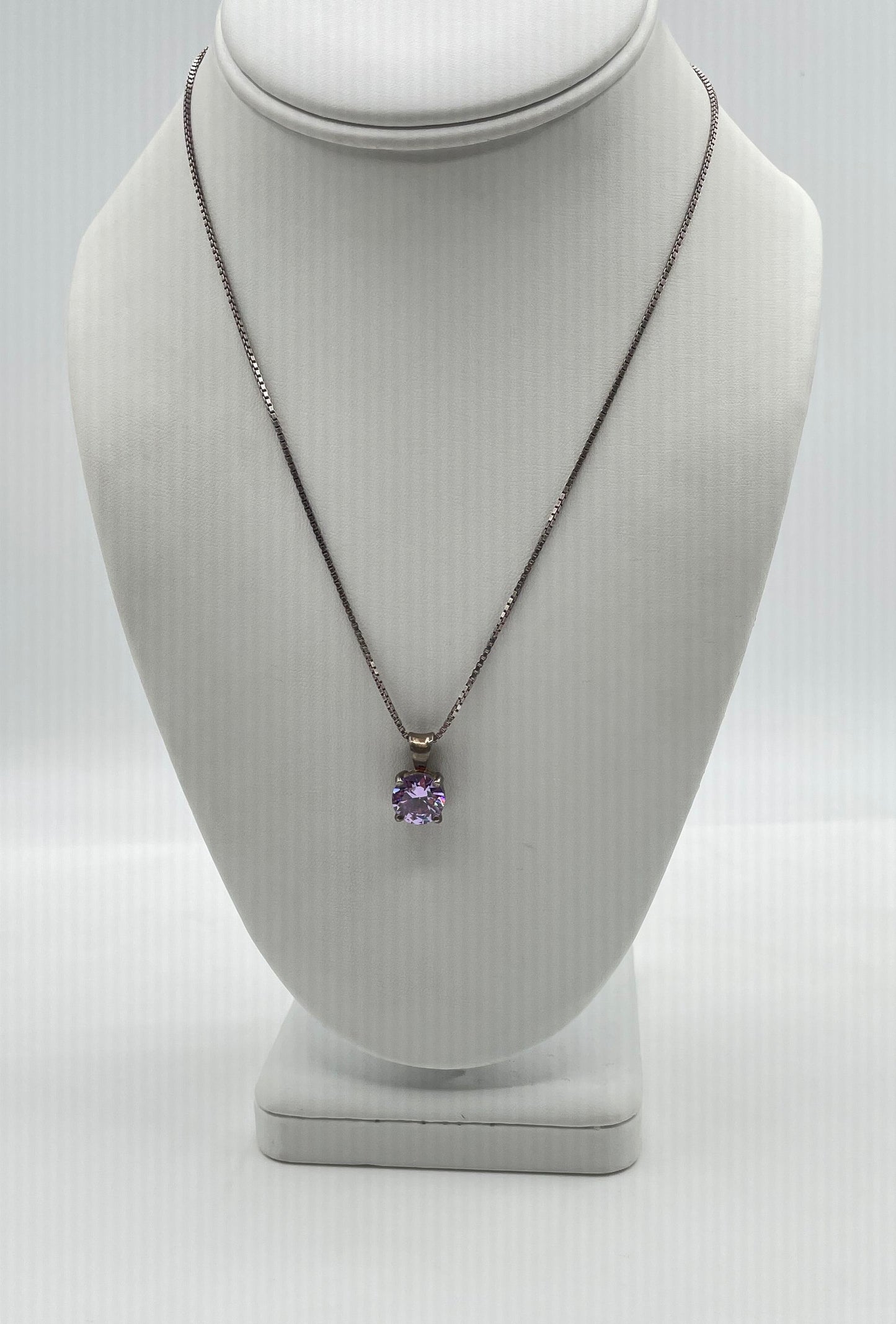 925 Sterling Silver Cubic Zirconia Pendant Necklace 7.2g