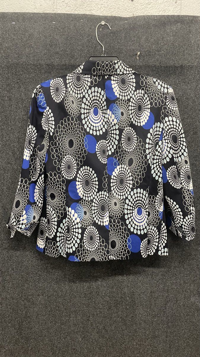 Doncaster Sport Women's Geometric Graphic Print Blazer Black Blue White Sz 10