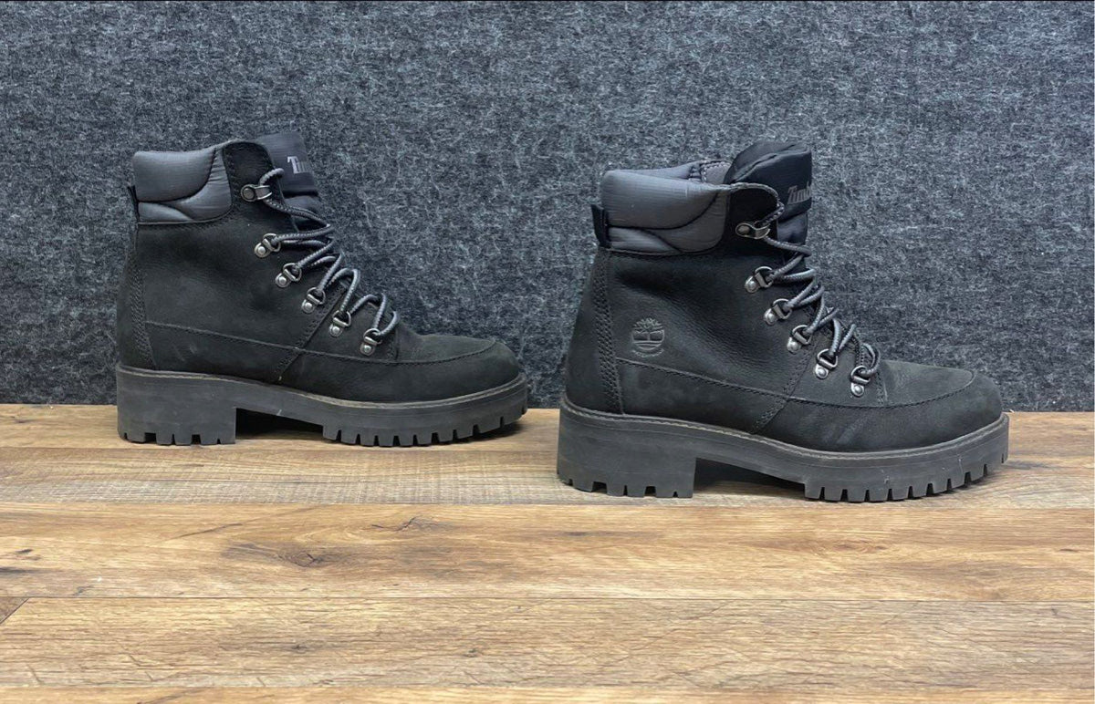 Timberland Sky 6-Inch Black Nubuck Leather Lace Up Boots Women's Size 7