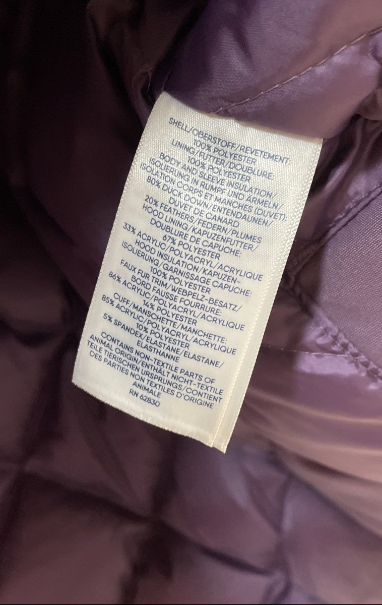 Lands' End Women's Purple Down Insulated Faux Fur Trim Hood Parka Coat Sz XXL