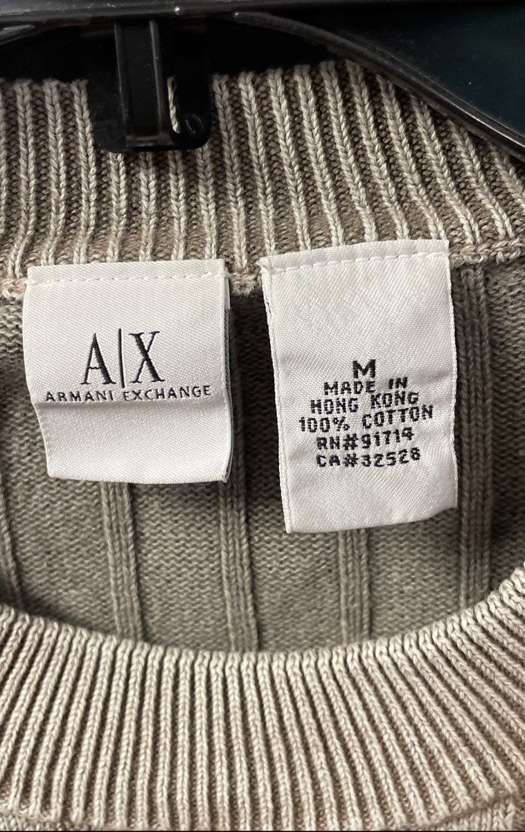 Armani Exchange Men's Gray Ribbed 100% Cotton Shoulder Zip Sweater Sz M